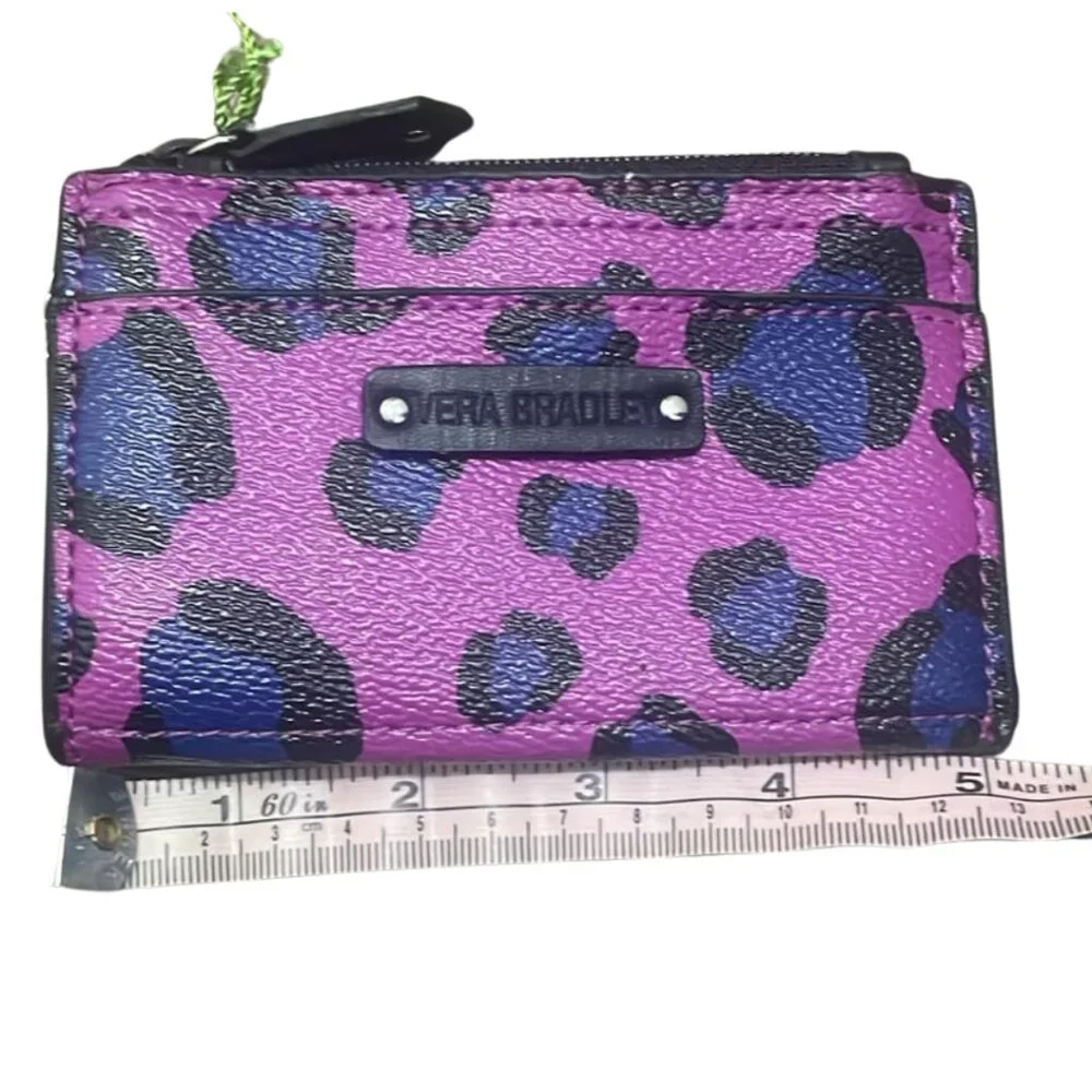 Vera Bradley Purple Leopard Print Faux Leather Slim Coin Purse